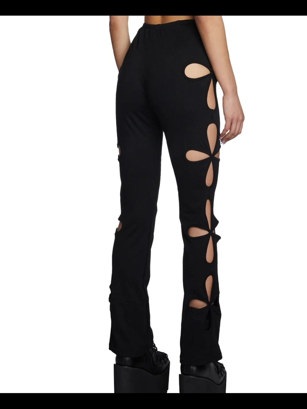 NWT Black Cutout Flare Pants Goth Rave Clubwear Size Large Sold Out